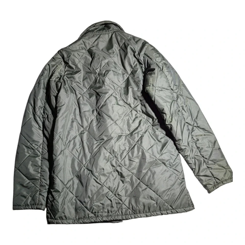 Vtg 1970s Big Smith Olive Green Quilted Zip Up Collared Puffer Jacket Sz S